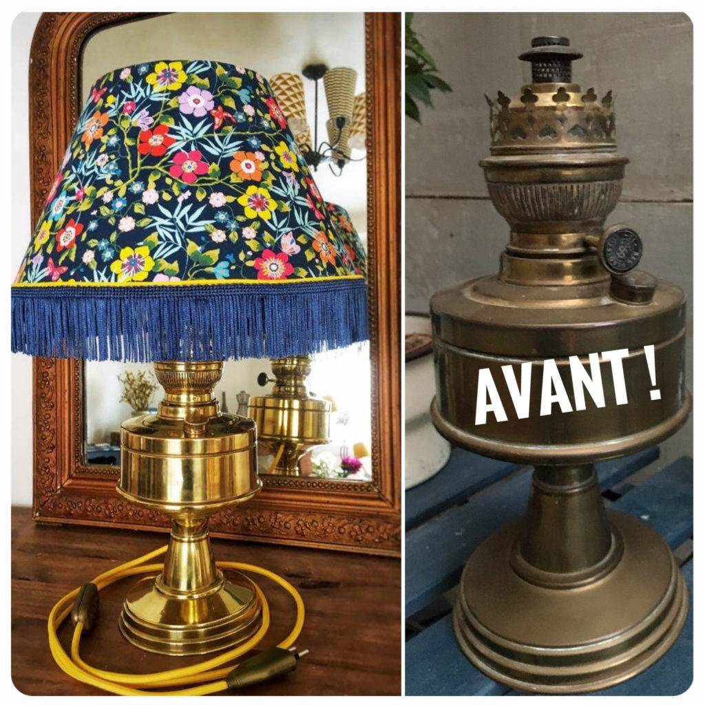 une lampe avant et après restauration