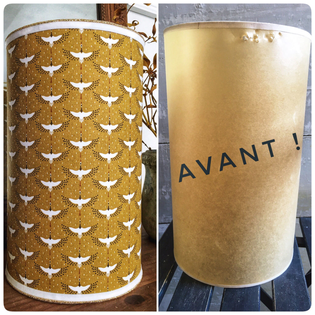 Un abat-jour restauré avant et apres