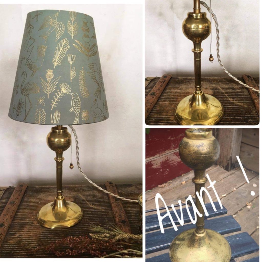 Une lampe restaurée avant et apres